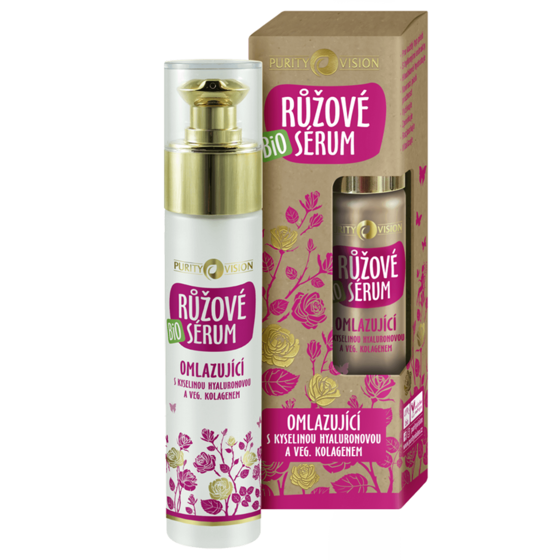 Purity Vision - Růžové omlazující hyaluronové sérum BIO, 50 ml Obrázek