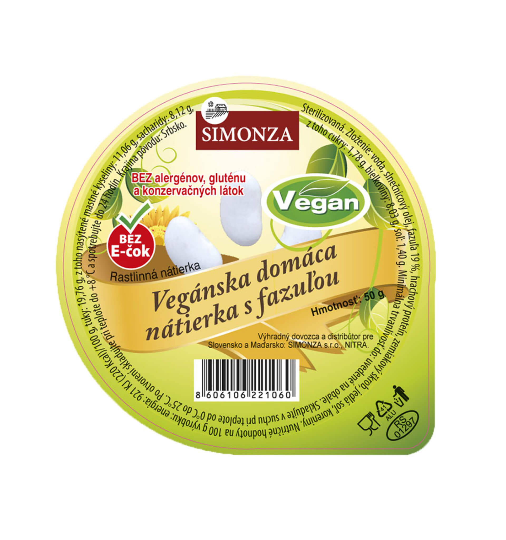 Simonza Veganská domácí pomazánka s fazolí 50 g Obrázek