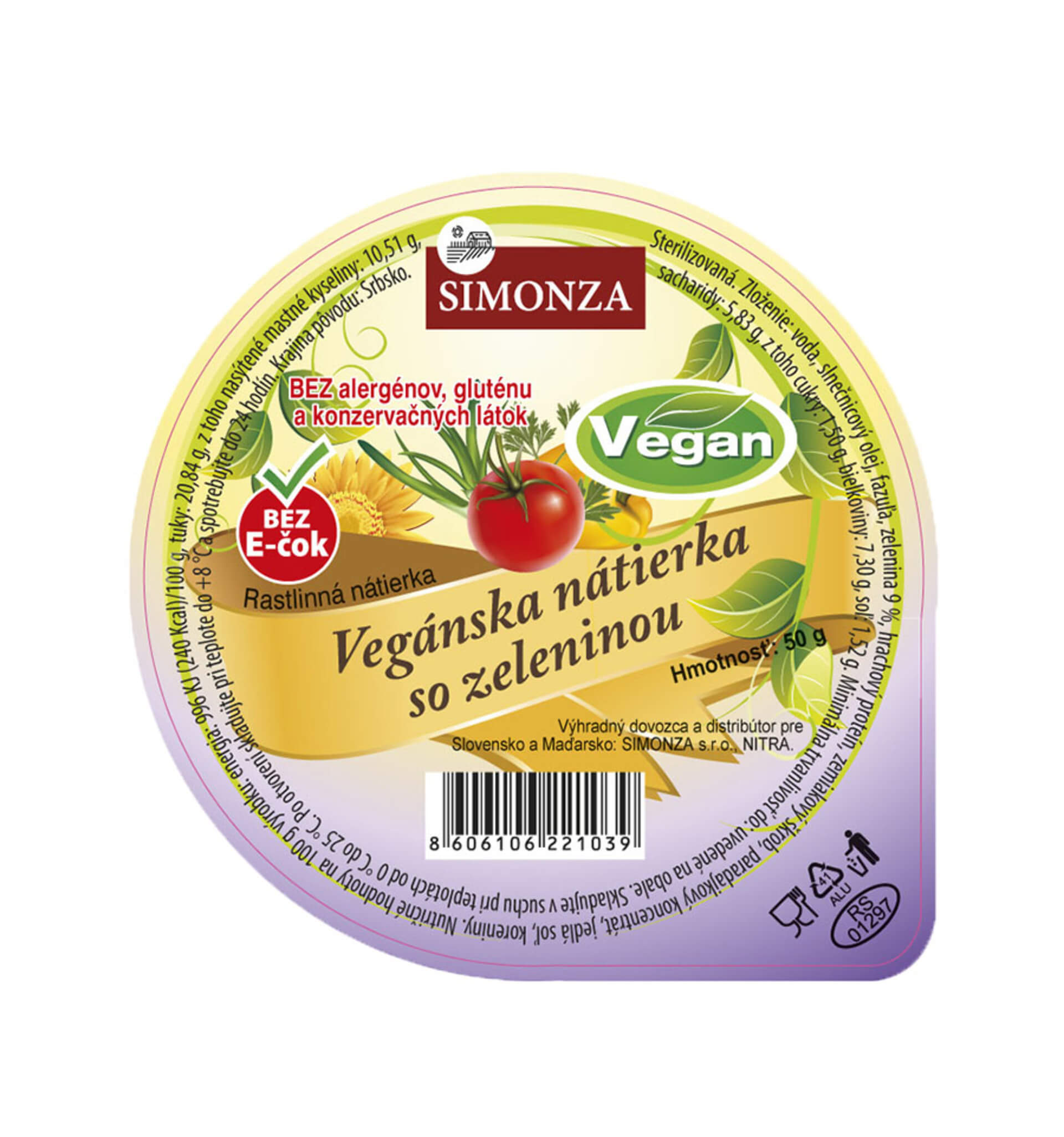 Simonza Veganská pomazánka se zeleninou 50 g Obrázek