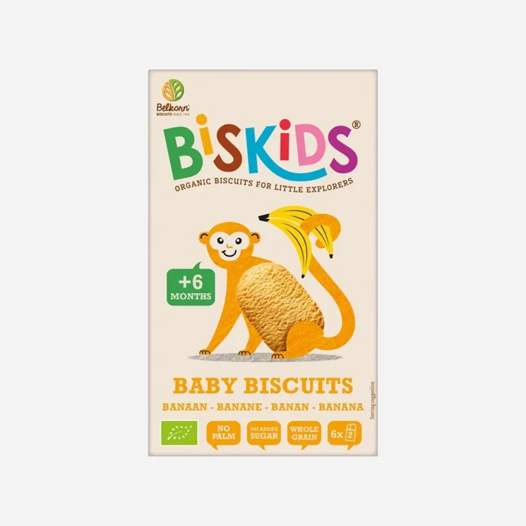 Dětské celozrnné sušenky s banánem bez přid. cukru 6M+