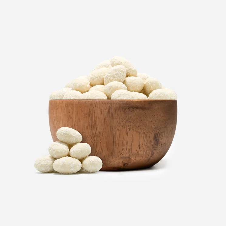 Mandle v bílé čokoládě s kokosem