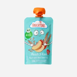 100% Recykovatelná ovocná kapsička s jablkem, broskví, meruňkami a ovsem BIO