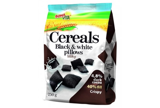 Cereální polštářky Black white pillows s mléčnou náplní