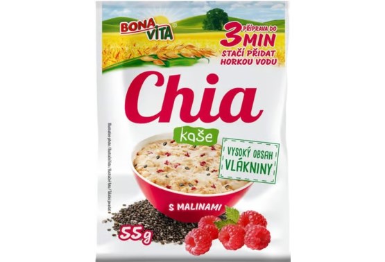 Chia kaše ovesná s malinami