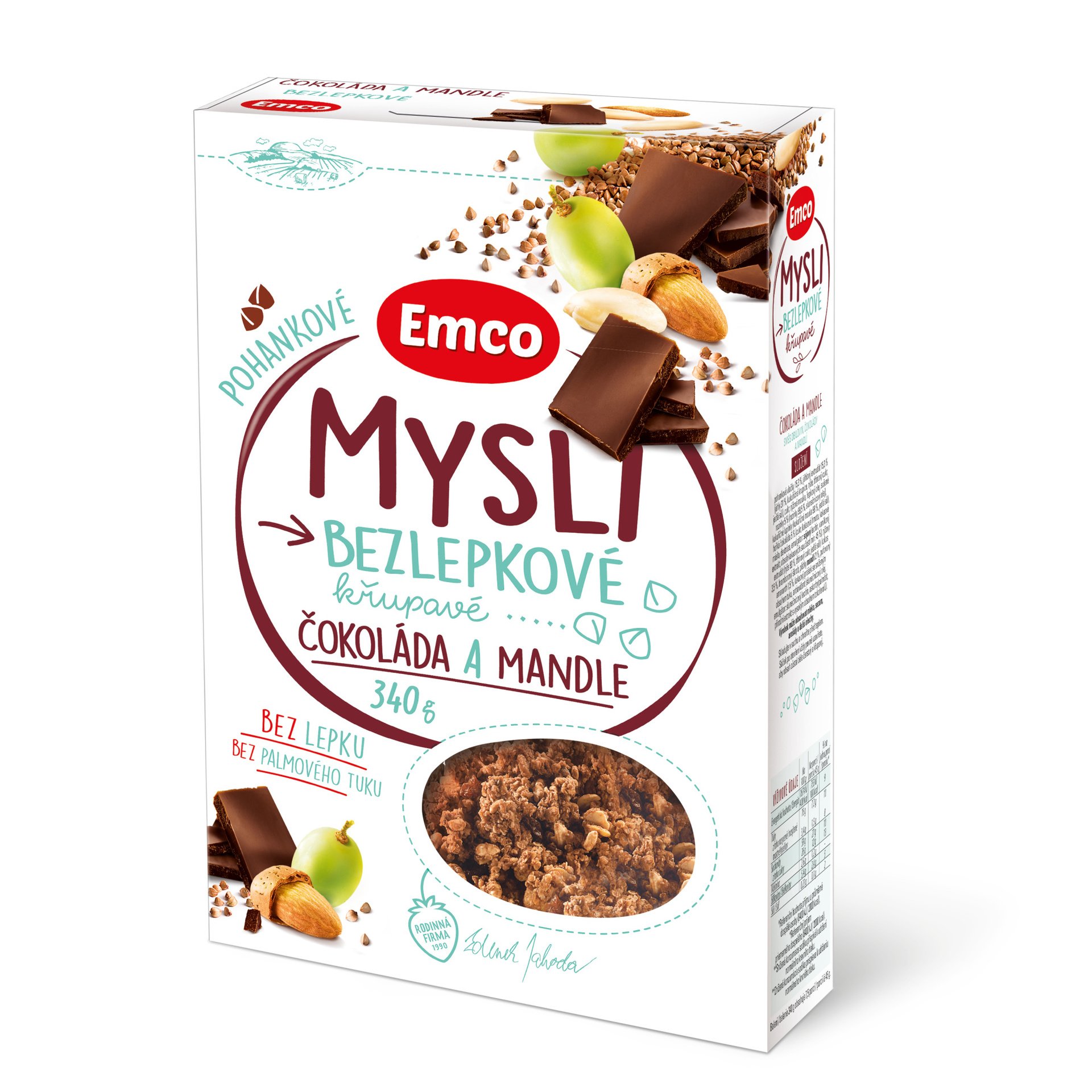 Emco Mysli Pohankové - Čokoláda a mandle 340 g Obrázek