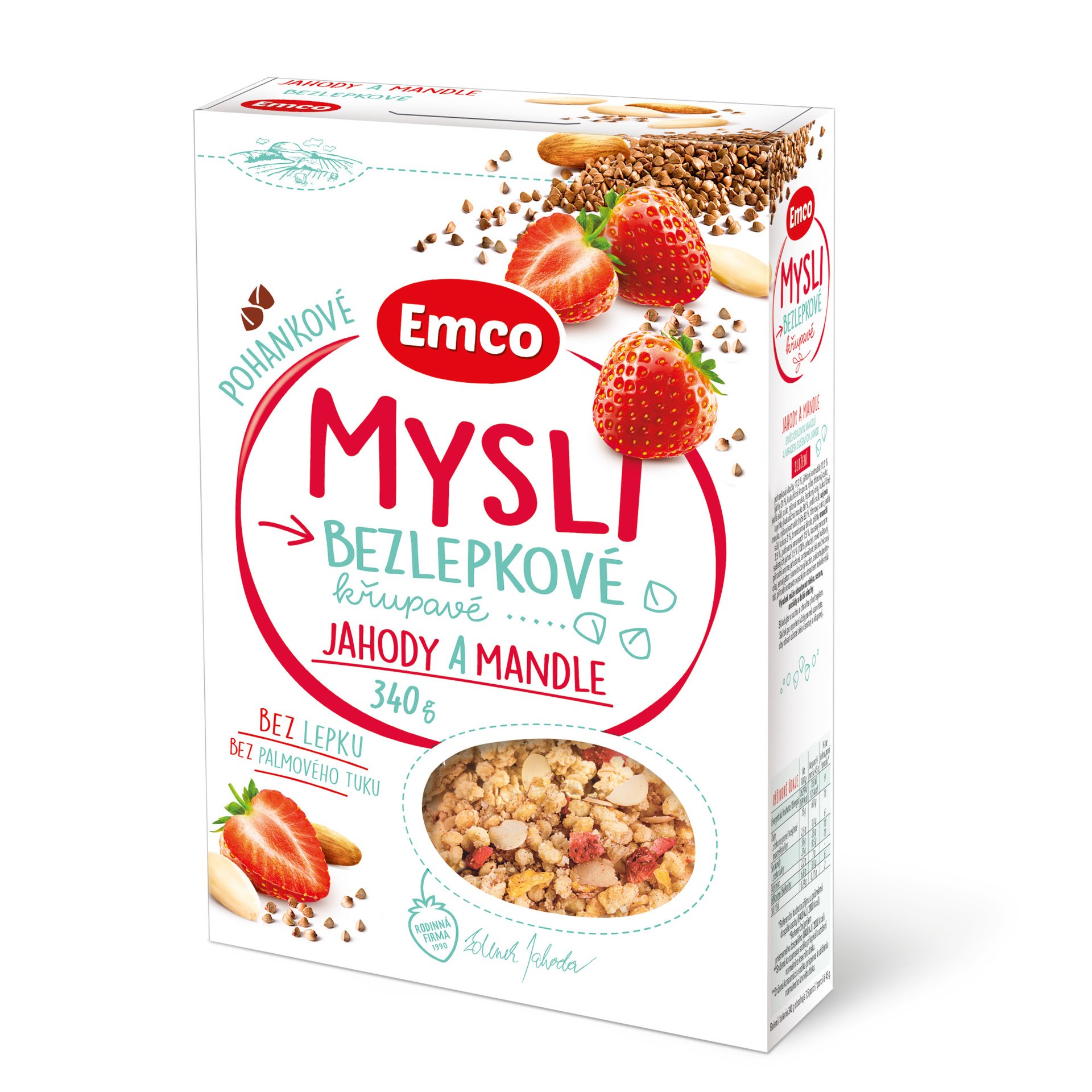 Emco Mysli Pohankové - Jahody a mandle 340 g Obrázek