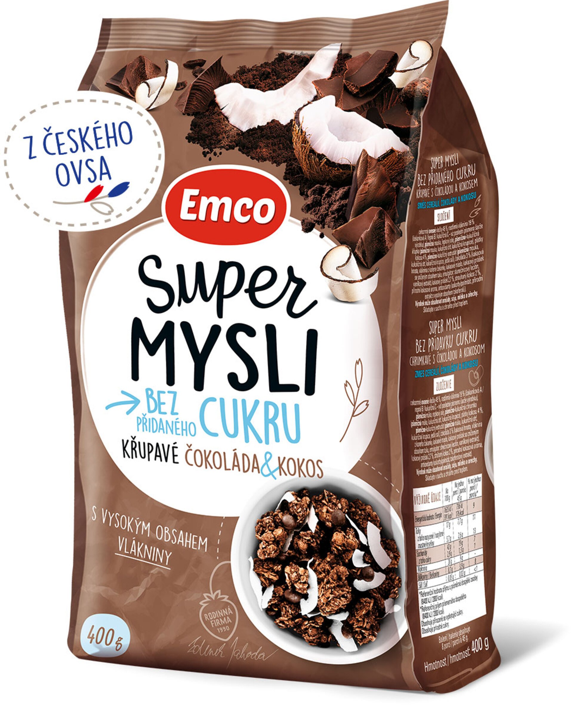 Emco Super mysli čokoláda a kokos 500 g Obrázek