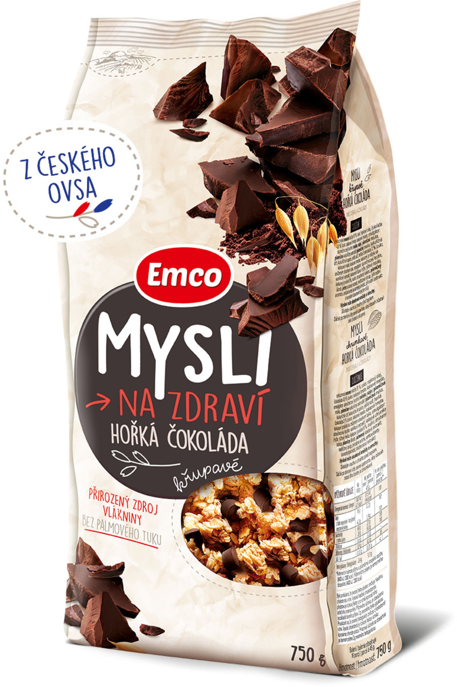 Emco Mysli křupavé - Hořká čokoláda 750 g Obrázek