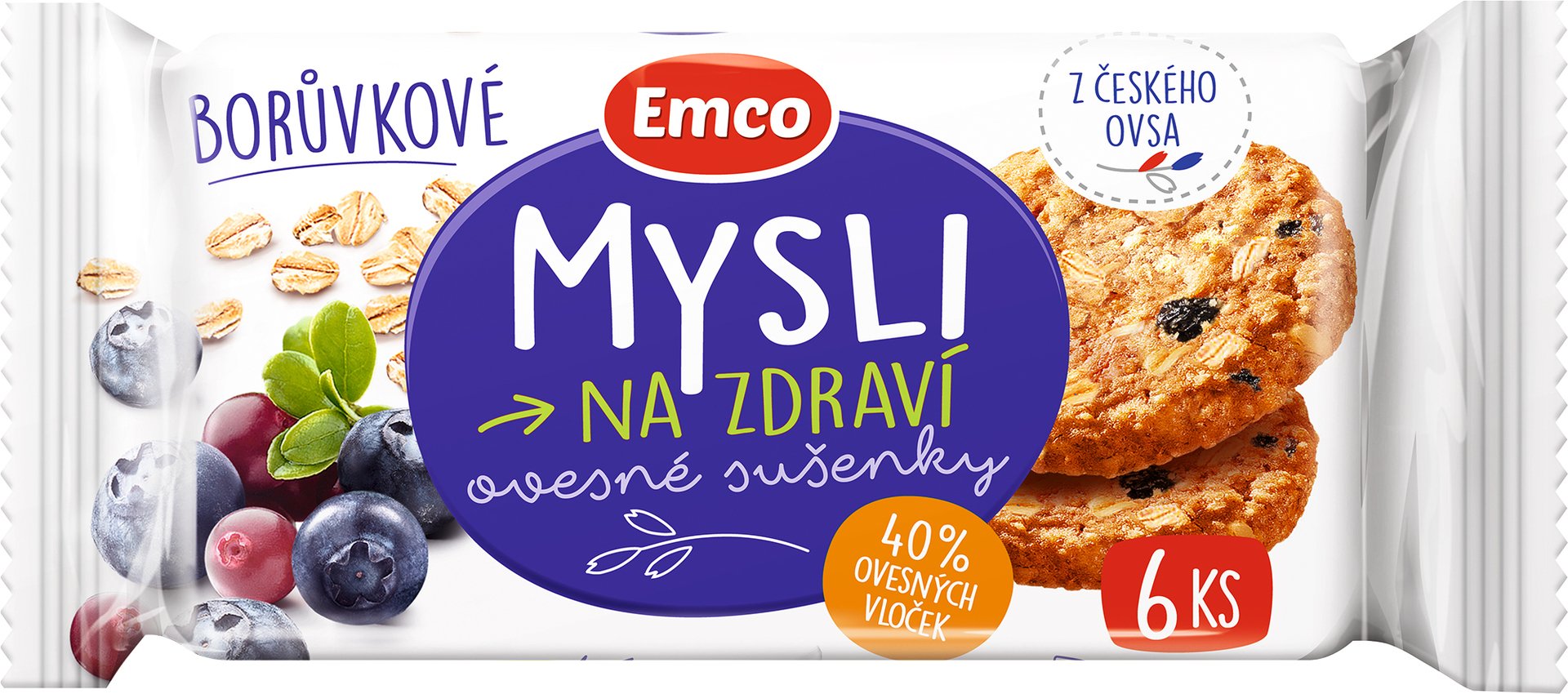 Emco Mysli Ovesné sušenky borůvka 60 g Obrázek