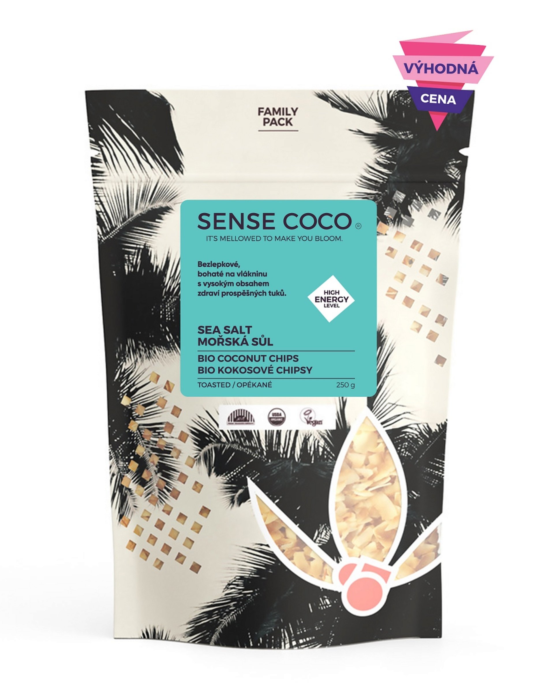 Sense Coco Kokosové chipsy s mořskou solí BIO 250 g Obrázek