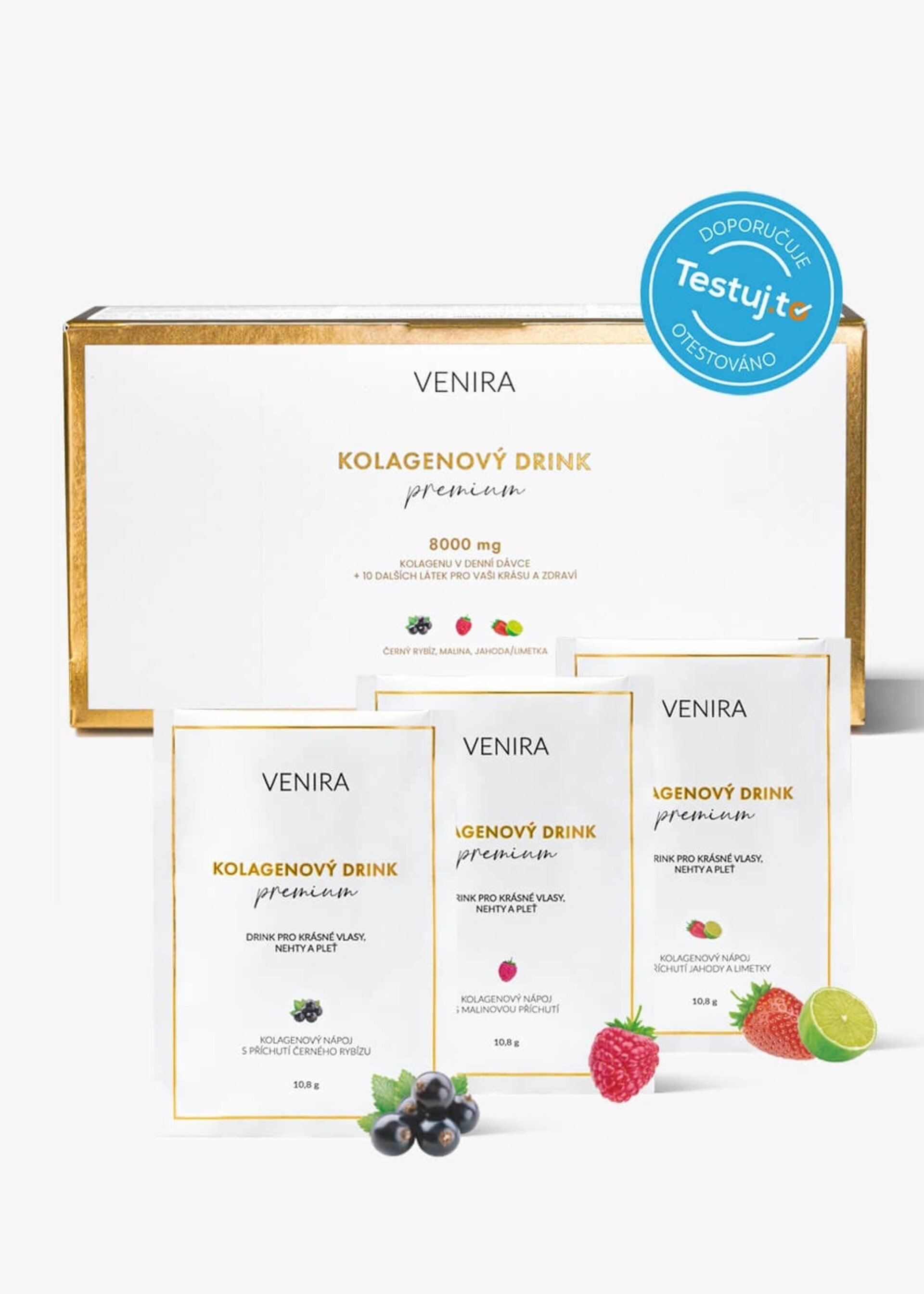 Venira Premium kolagenový drink pro vlasy, nehty a pleť, mix příchutí 30 x 10,8 g