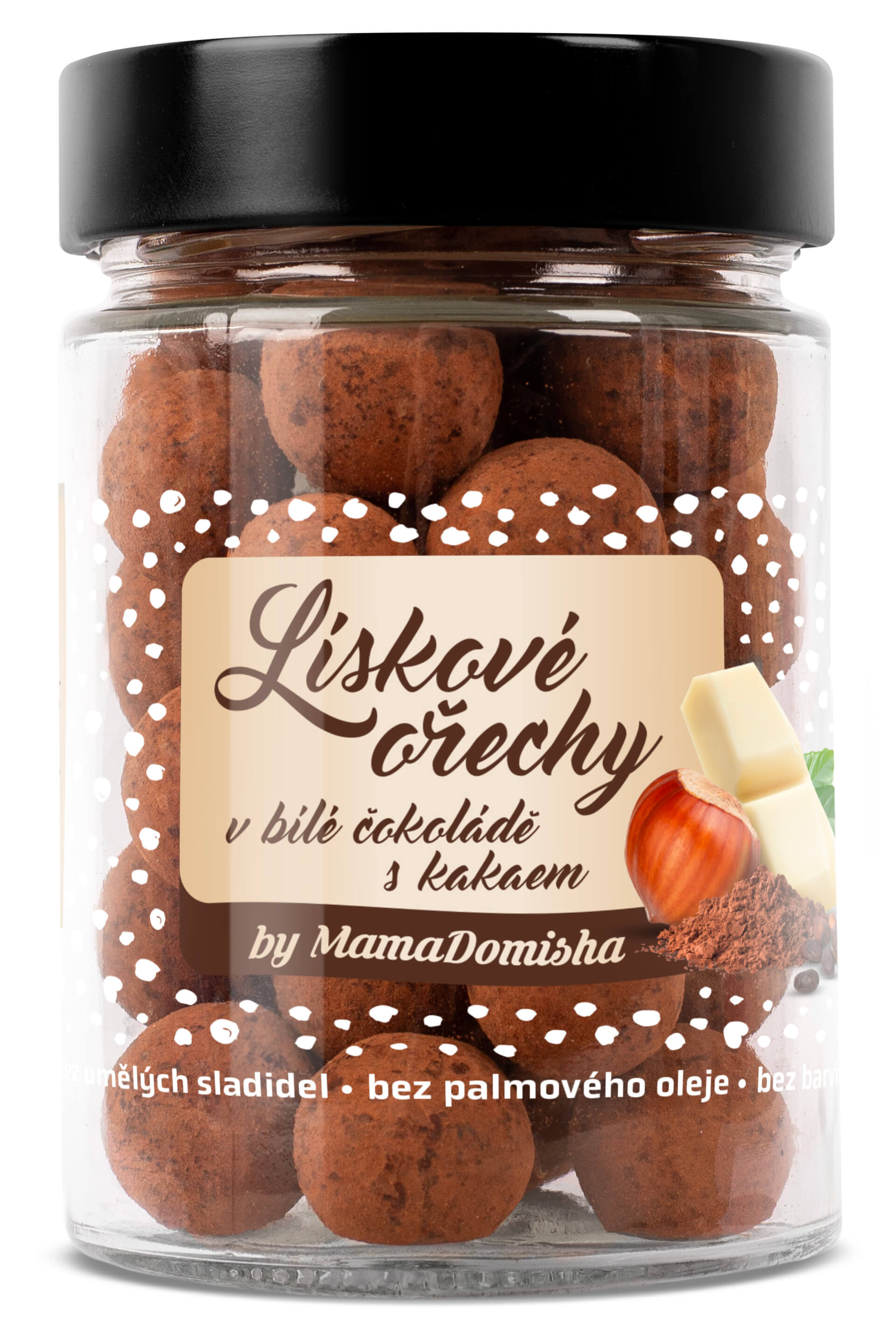 GRIZLY Lískové ořechy v bílé čokoládě a kakau by @mamadomisha 200 g