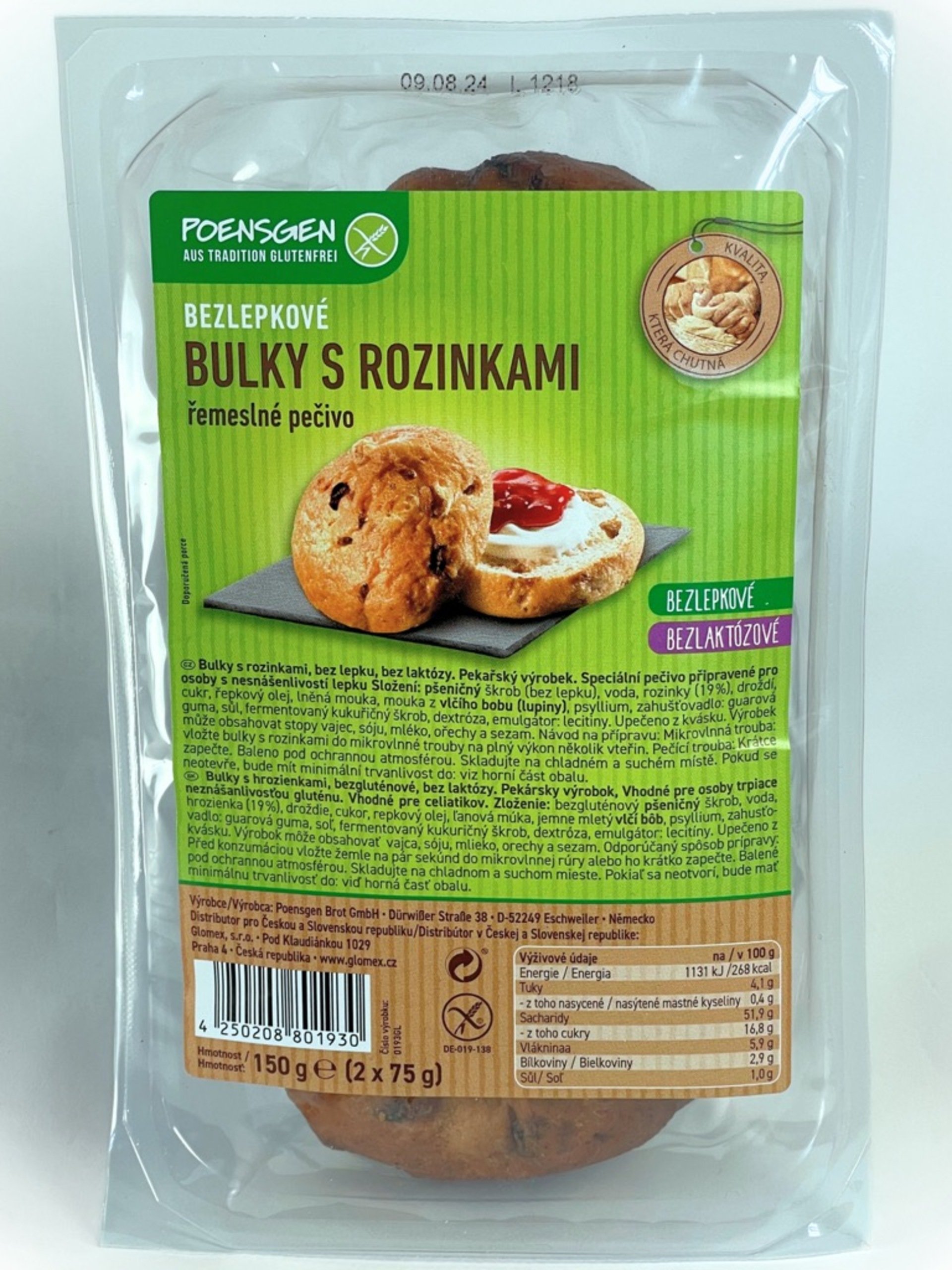 Poensgen Bulky s rozinkami bez lepku a bez laktózy 2x75 g Obrázek