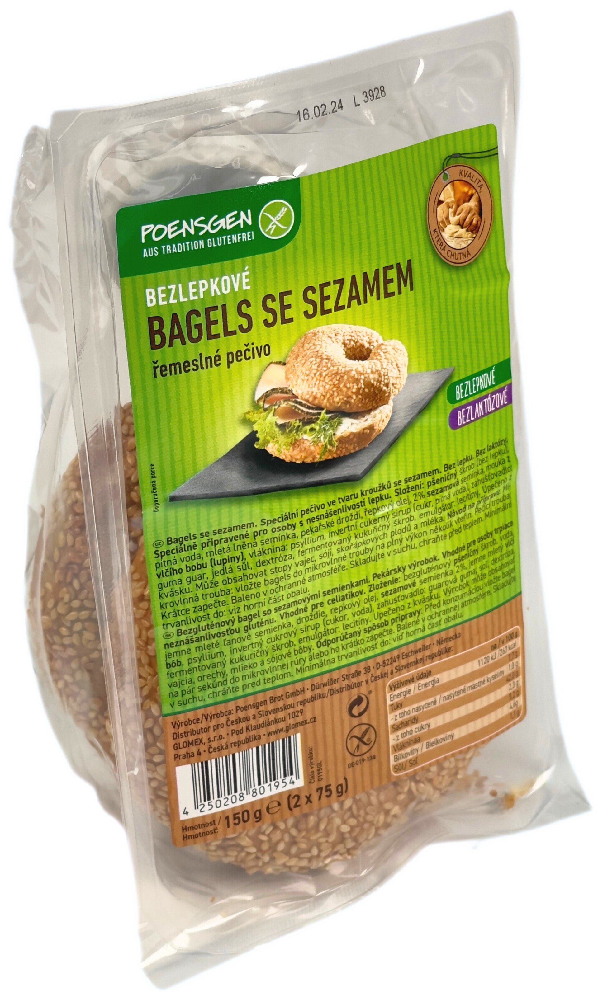 Poensgen Bagels (kroužky) se sezamem bez lepku a bez laktózy 2x75 g Obrázek