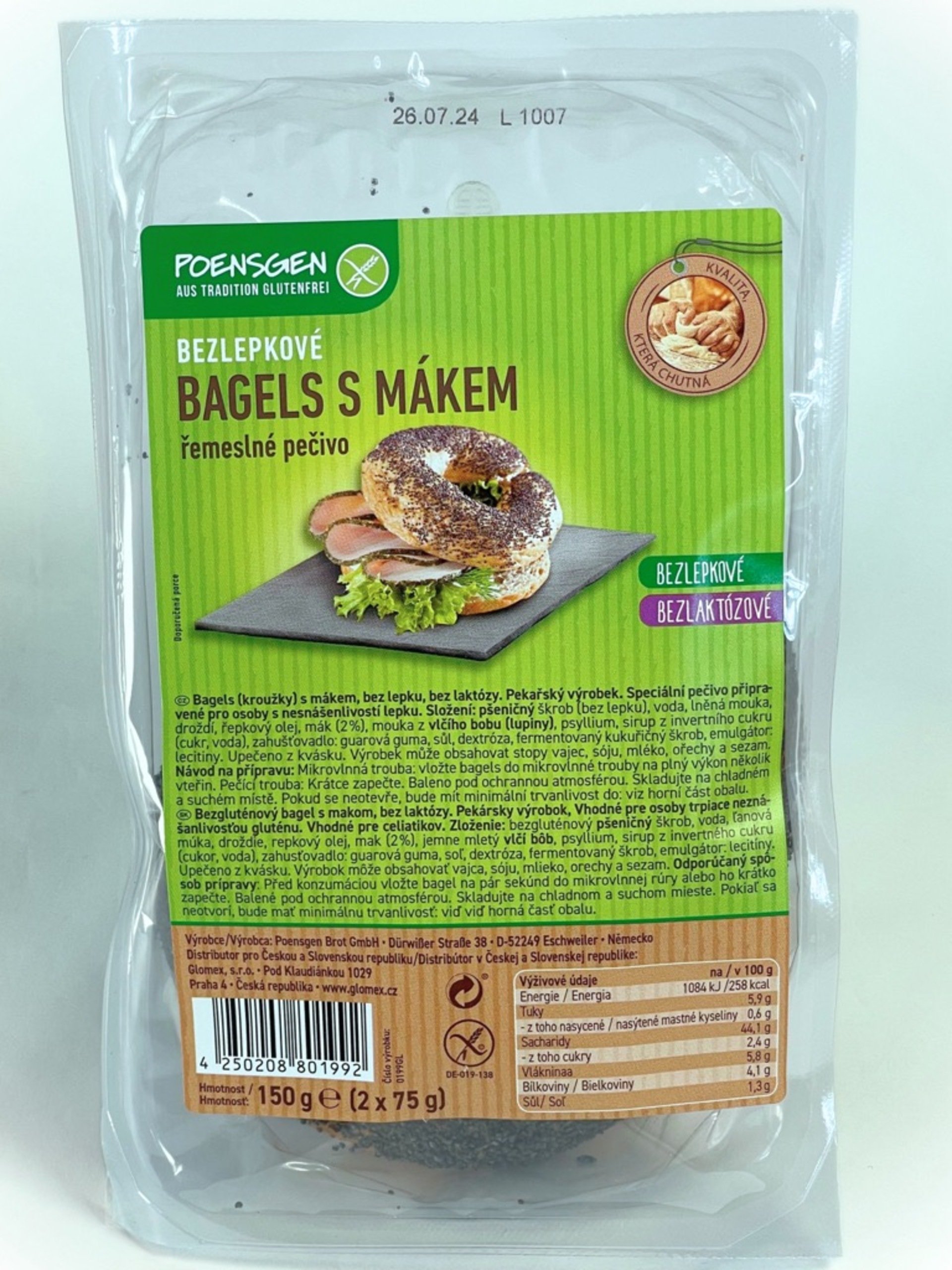 Poensgen Bagels (kroužky) s mákem bez lepku a bez laktózy 2x75 g Obrázek