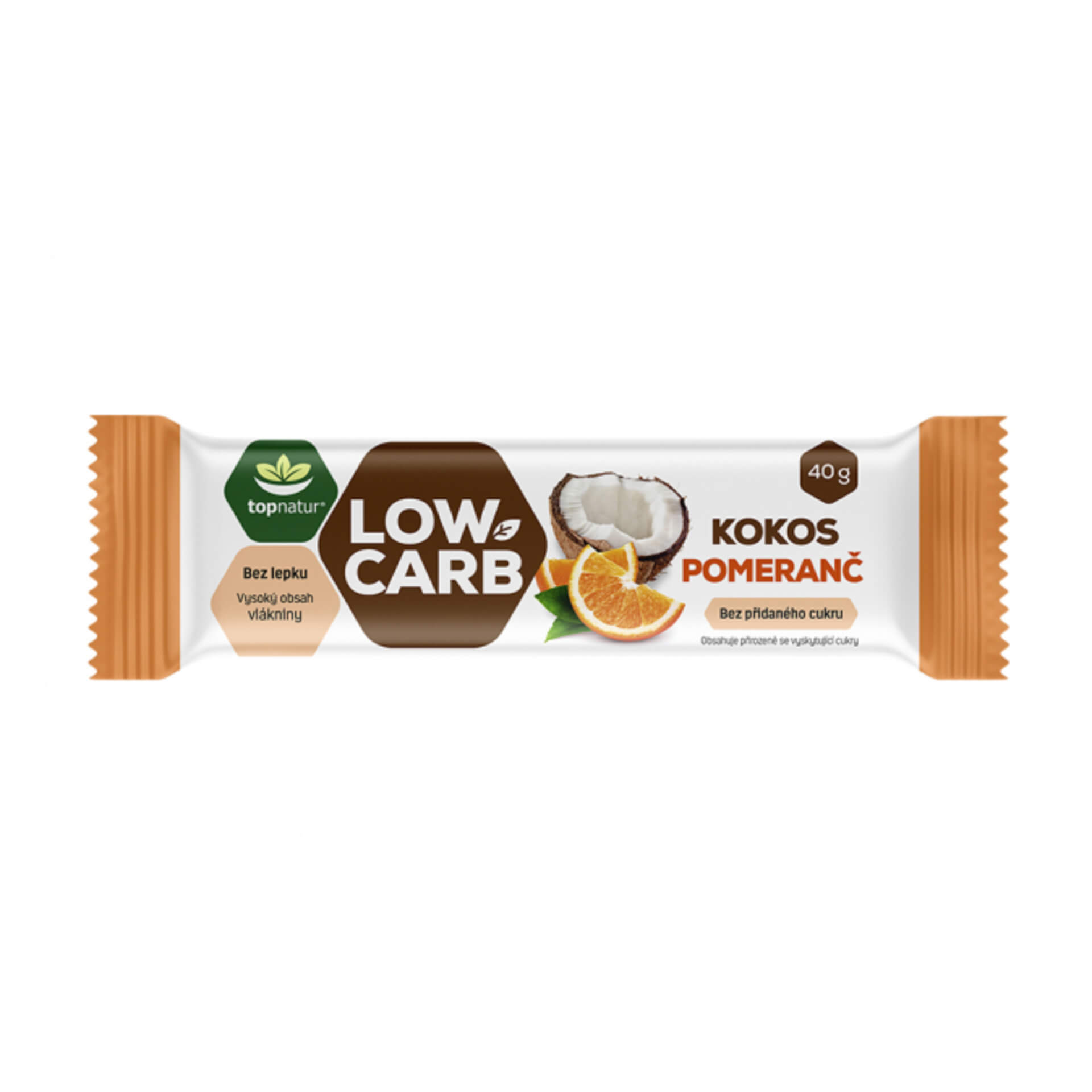 Topnatur Low carb Tyčinka kokos a pomeranč 40 g