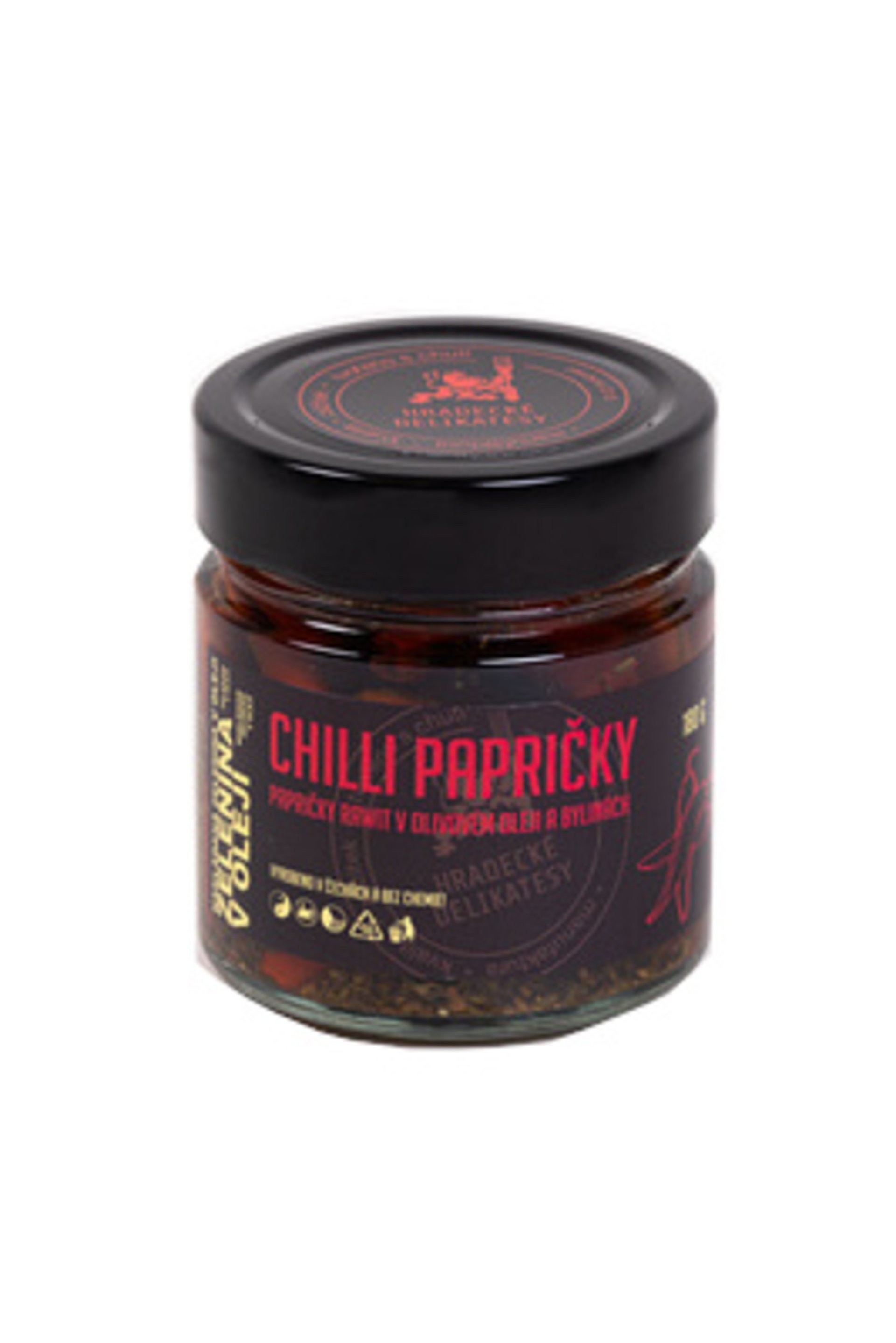 Hradecké delikatesy Chilli papričky v olivovém oleji 180 g