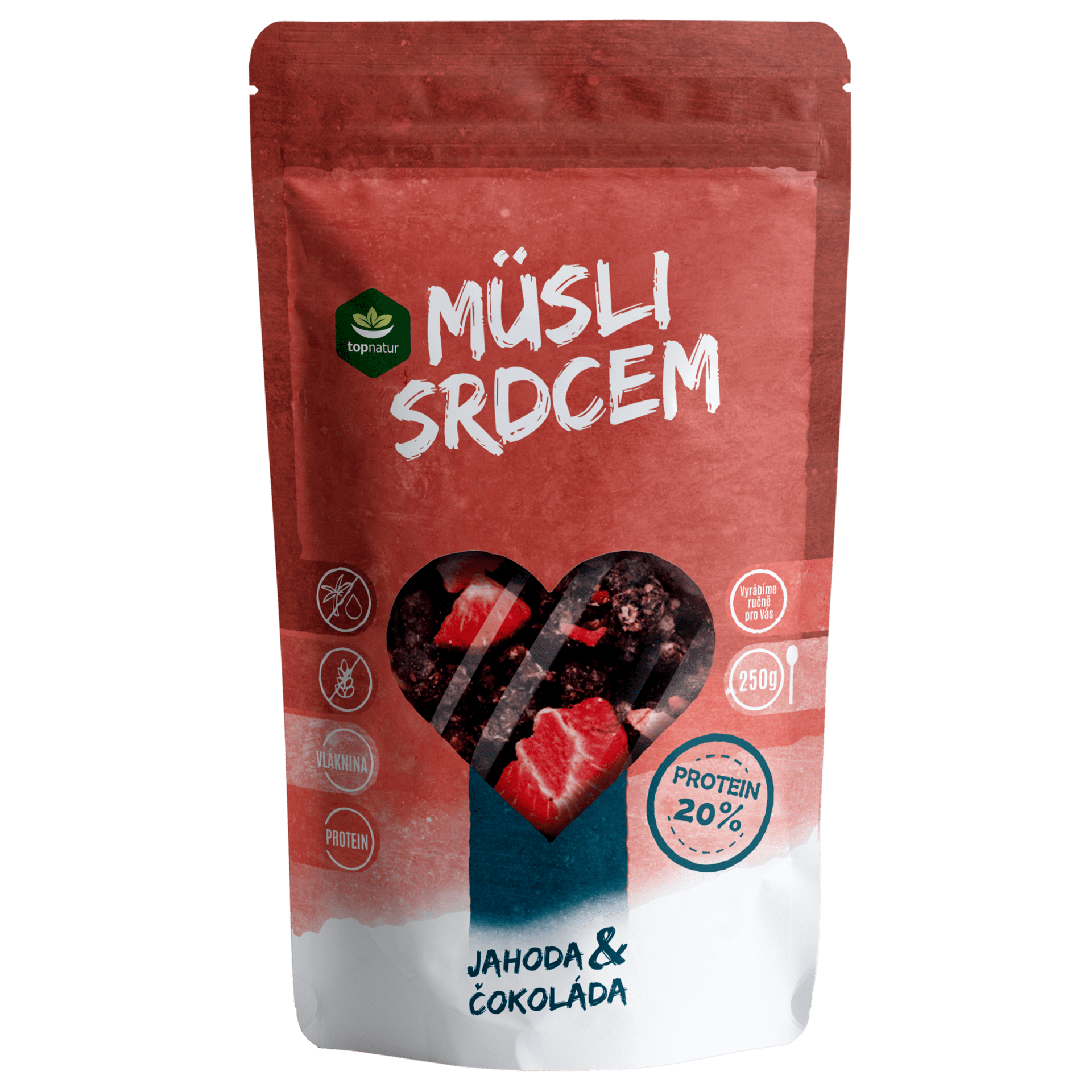 Topnatur Müsli srdcem Proteinové jahoda a čokoláda 250 g Obrázek