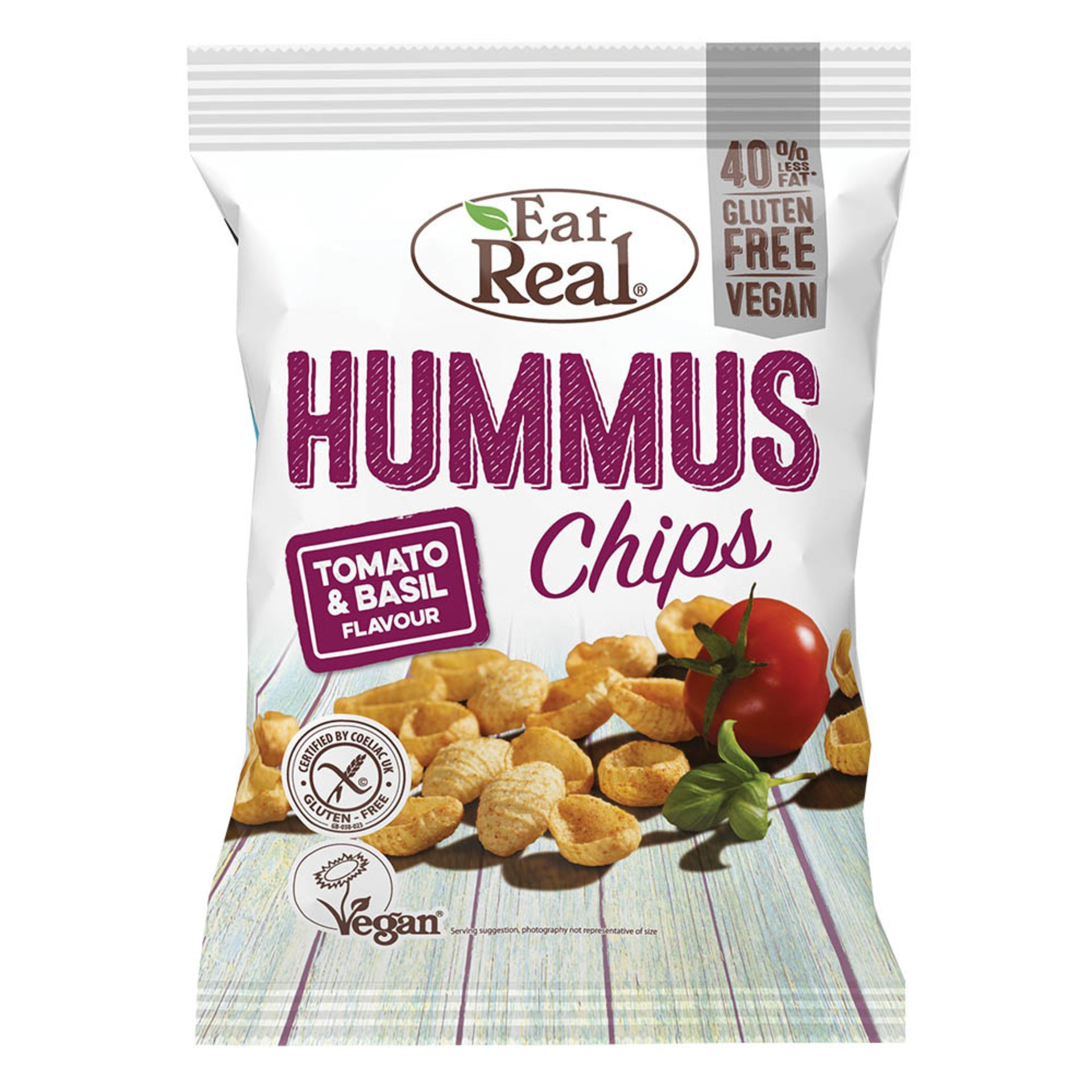 Eat Real Chipsy Hummus, rajče a bazalka 135 g