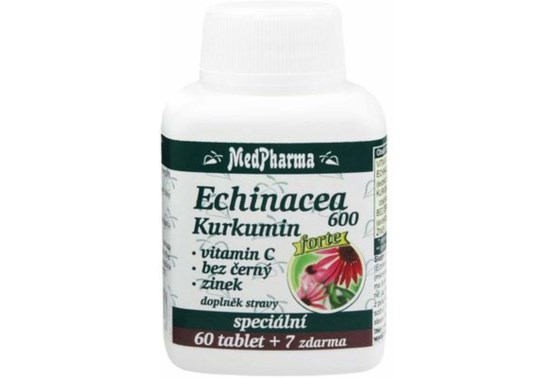 Echinacea 600 Forte+kurkumin+vit.C+bez černý+zinek 67 tablet