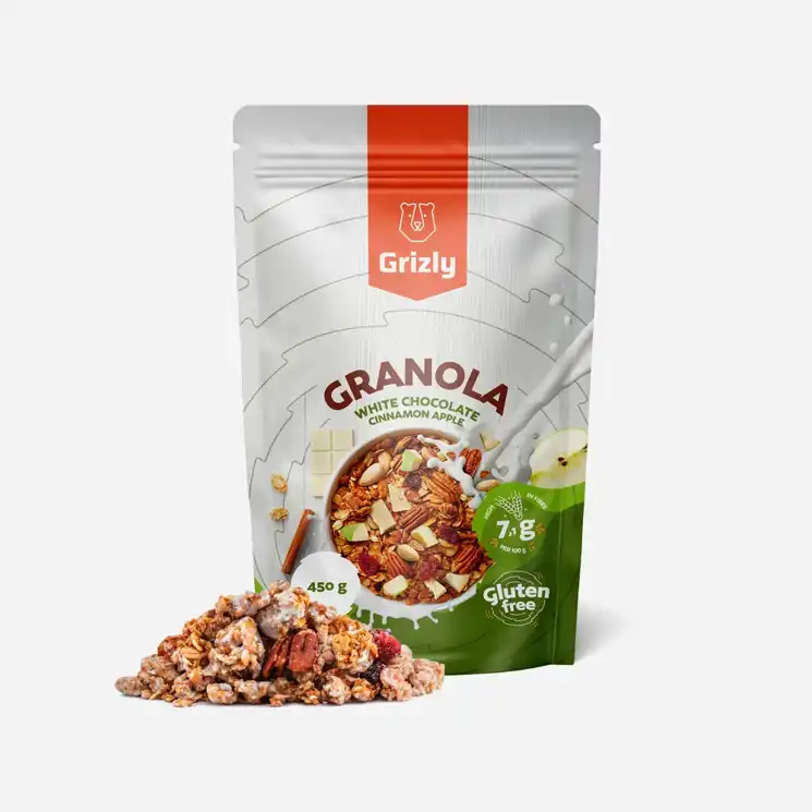 Granola bílá čokoláda, skořice a jablko