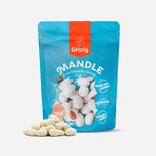 Mandle v bílé čokoládě s kokosem
