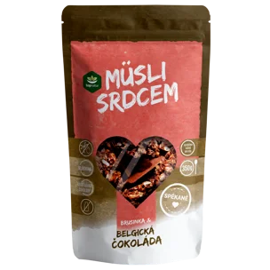 Müsli srdcem belgická čokoláda a brusinky