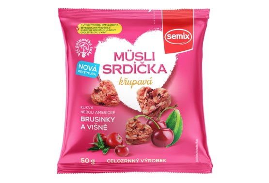 Müsli srdíčka s klikvou a višněmi