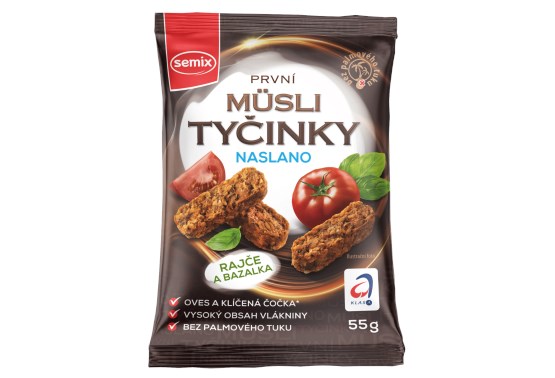 Müsli tyčinky naslano rajče a bazalka