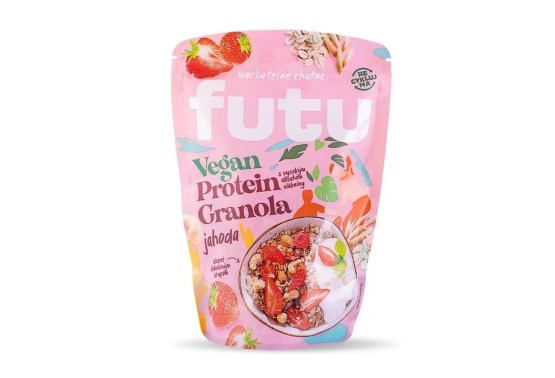 Proteinová granola s jahodami vegan