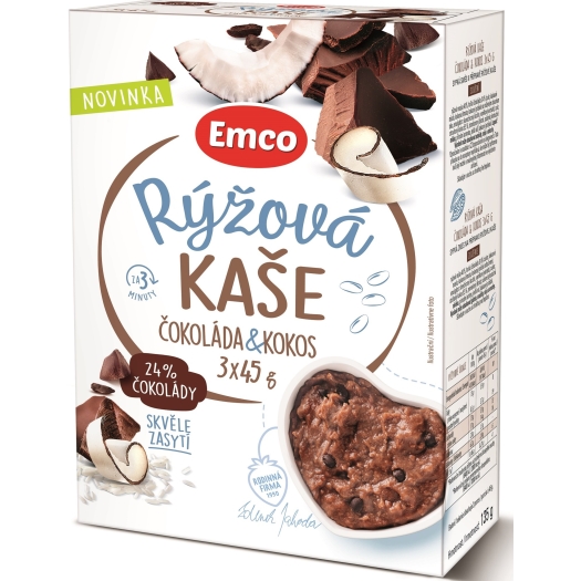 Rýžová kaše čokoláda a kokos 3x45 g