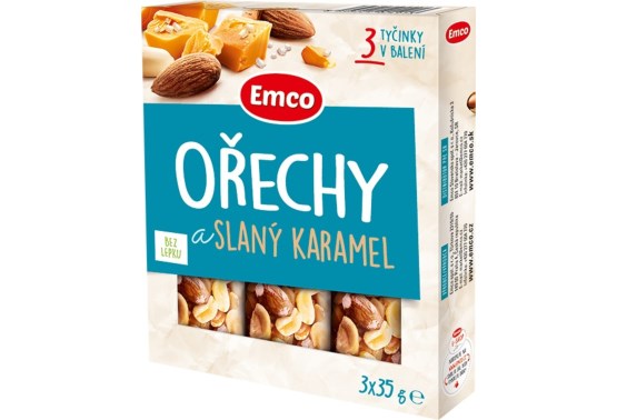 Tyčinka s ořechy a slaným karamelem 3x 35 g 1616080