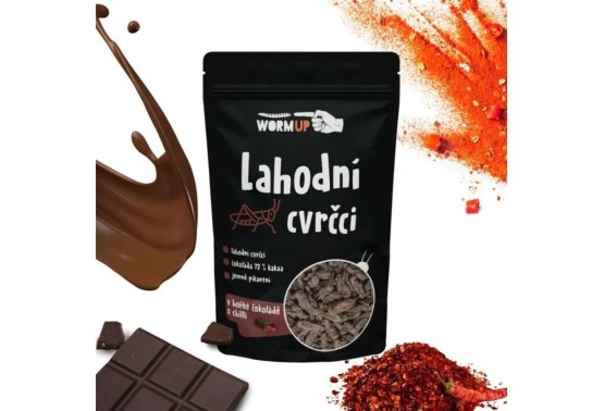 WormUP Lahodní cvrčci hořká čokoláda s chilli 80 g - expirace